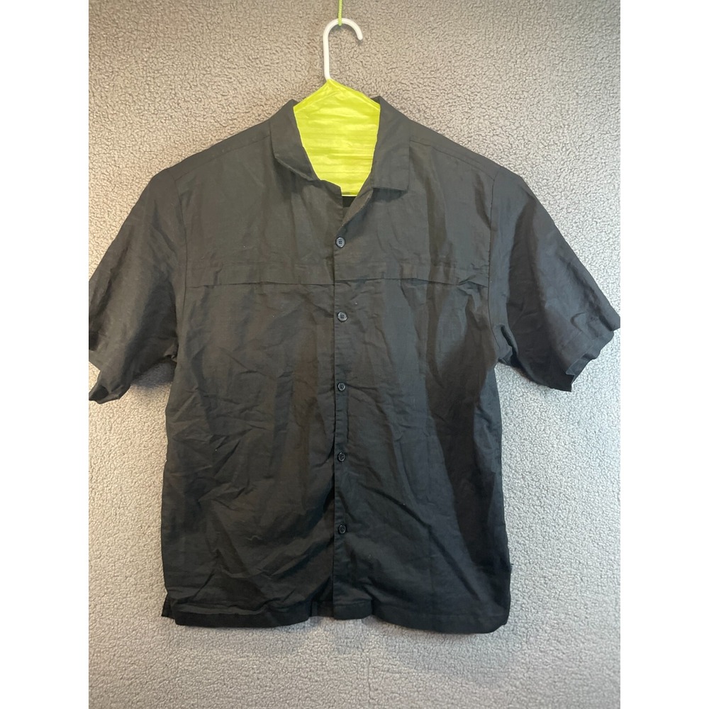 Stacy Adams Men's Short Sleeve 100% Linen Casual Shirt Black XXL Summer